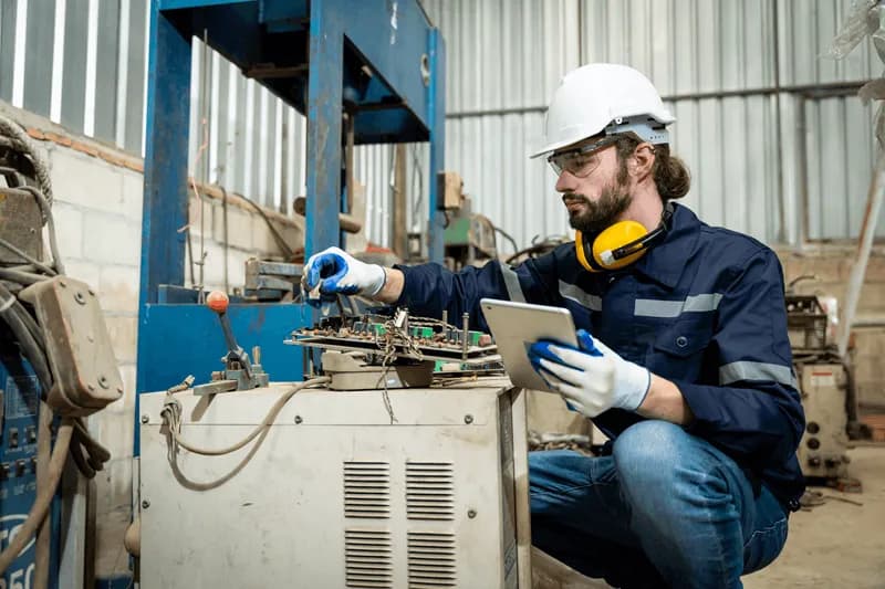 Técnico realizando mantenimiento preventivo
